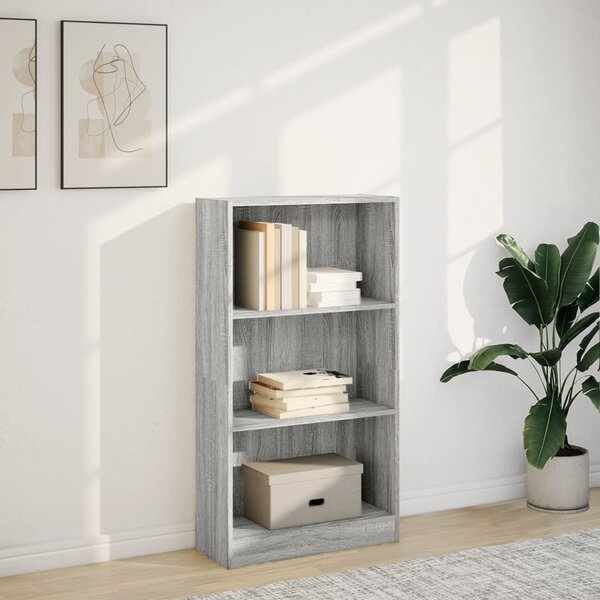 Szürke sonoma színű szerelt fa könyvespolc 60 x 24 x 109 cm