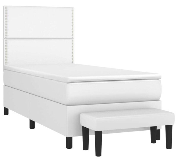 VidaXL fehér műbőr rugós ágy matraccal 100 x 200 cm