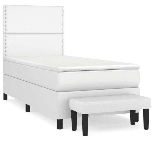 VidaXL fehér műbőr rugós ágy matraccal 100 x 200 cm