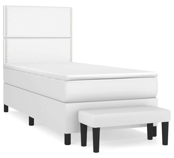 VidaXL fehér műbőr rugós ágy matraccal 100 x 200 cm