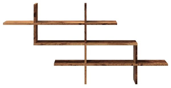 Antik fa színű szerelt fa fali polc 124,5 x 18 x 60,5 cm