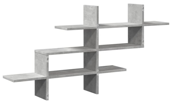 Betonszürke szerelt fa fali polc 124,5 x 18 x 60,5 cm