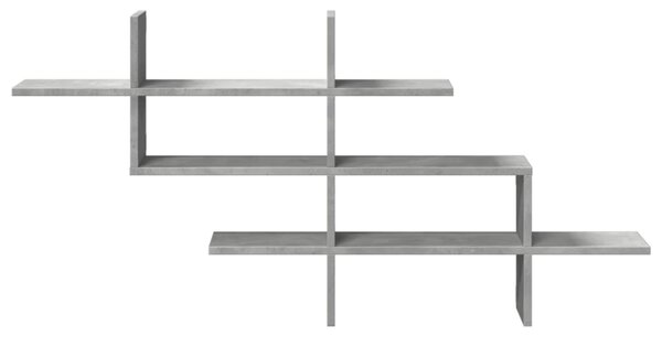 Betonszürke szerelt fa fali polc 124,5 x 18 x 60,5 cm