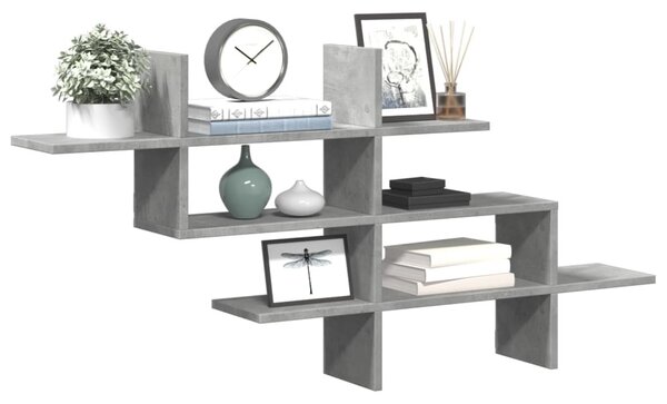 Betonszürke szerelt fa fali polc 124,5 x 18 x 60,5 cm