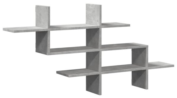 Betonszürke szerelt fa fali polc 124,5 x 18 x 60,5 cm