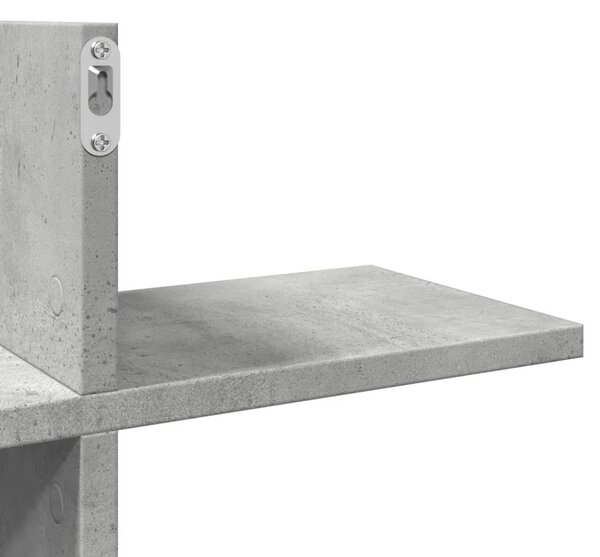 Betonszürke szerelt fa fali polc 124,5 x 18 x 60,5 cm