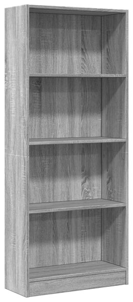 Szürke sonoma színű szerelt fa könyvespolc 60 x 24 x 143 cm