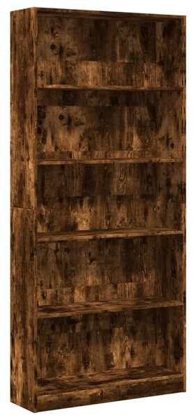 Füstös tölgy színű szerelt fa könyvszekrény 80 x 24 x 176 cm