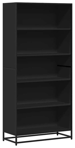 Fekete szerelt fa könyvszekrény 80,5 x 35 x 170,5 cm