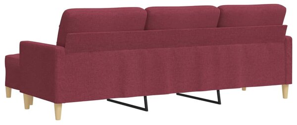 3 személyes bordó szövet kanapé lábtartóval 210 cm