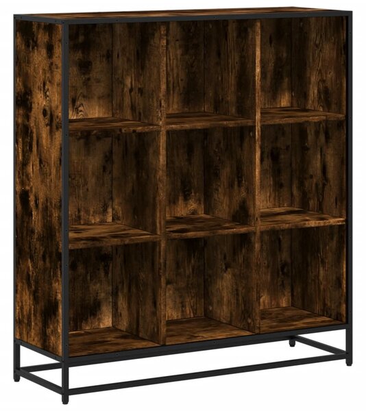 Füstös tölgy szerelt fa és fém könyvszekrény 97,5x33x107,5 cm