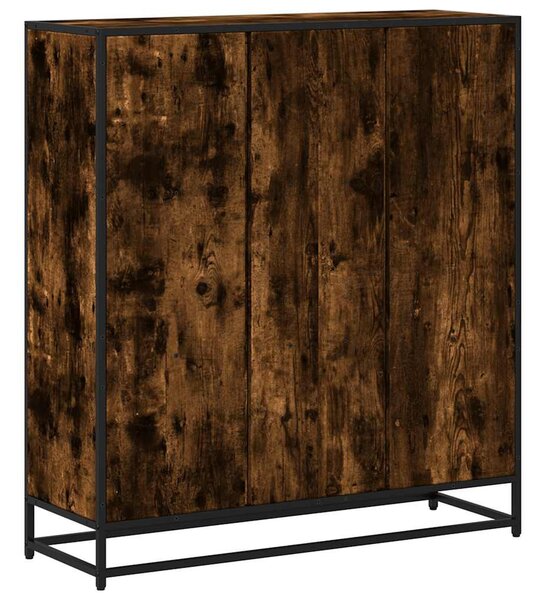 Füstös tölgy szerelt fa és fém könyvszekrény 97,5x33x107,5 cm