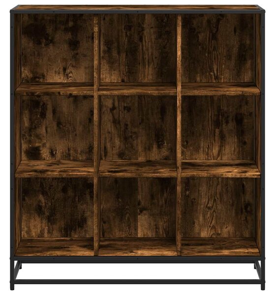 Füstös tölgy szerelt fa és fém könyvszekrény 97,5x33x107,5 cm