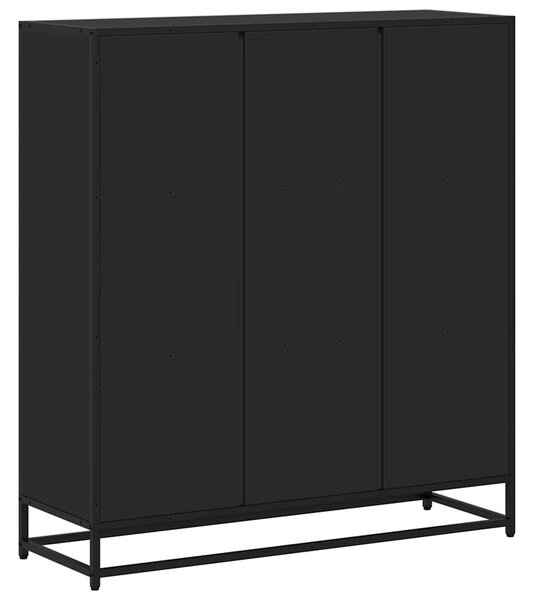 Fekete szerelt fa és fém könyvszekrény 97,5 x 33 x 107,5 cm