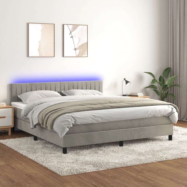 Bársony Ágy LED-del - 180x200 cm Matraccal