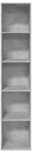 Betonszürke szerelt fa könyvespolc 40 x 30 x 189 cm
