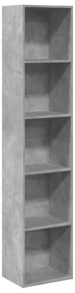 Betonszürke szerelt fa könyvespolc 40 x 30 x 189 cm
