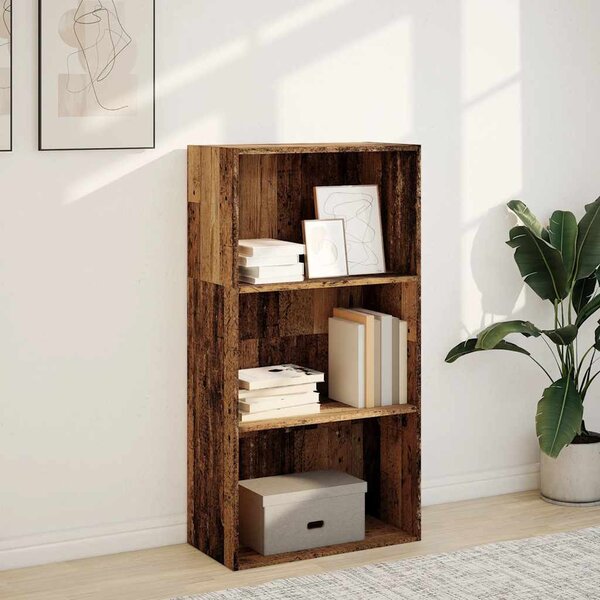 Antik fa színű szerelt fa könyvespolc 60 x 30 x 114 cm