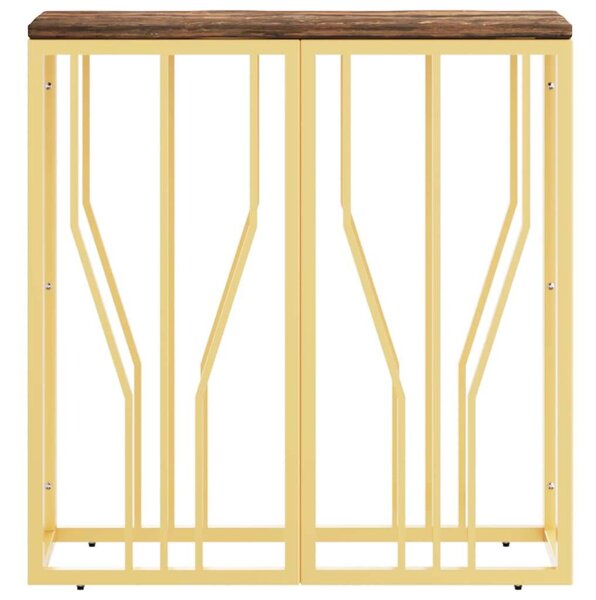 Modern Arany Tálalóasztal - Fa és Rozsdamentes Acél - 70x30x70 cm