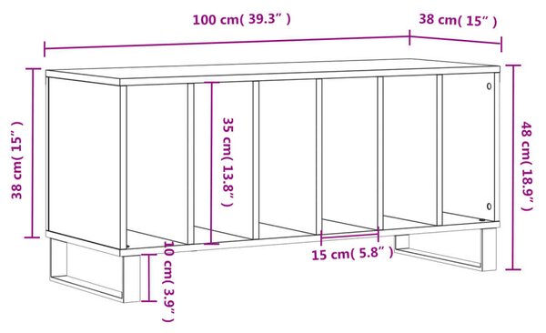 Fehér szerelt fa hanglemezszekrény 100 x 38 x 48 cm