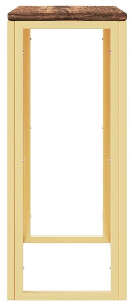 Modern Arany Tálalóasztal - Fa és Rozsdamentes Acél - 70x30x70 cm