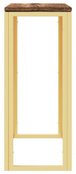 Modern Arany Tálalóasztal - Fa és Rozsdamentes Acél - 70x30x70 cm