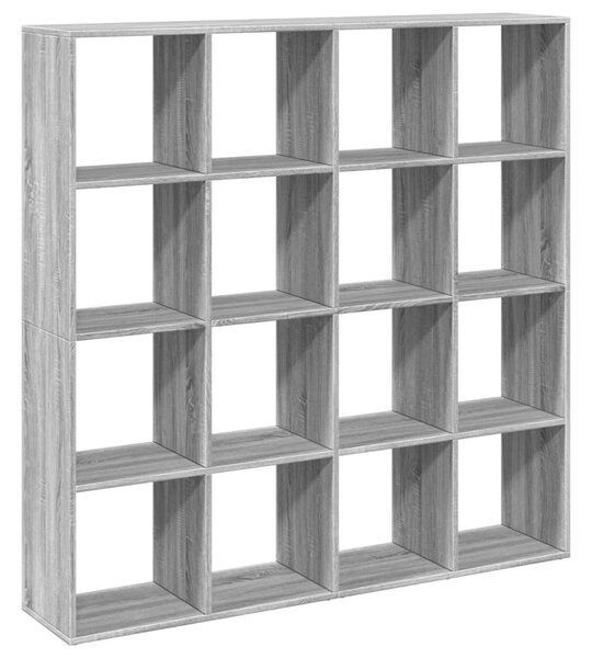 Szürke sonoma színű szerelt fa könyvszekrény 137,5x29x137,5 cm