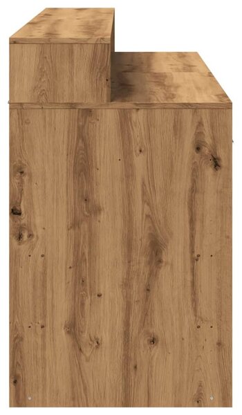 Kézműves tölgy színű szerelt fa LED-es íróasztal 140x55x91 cm