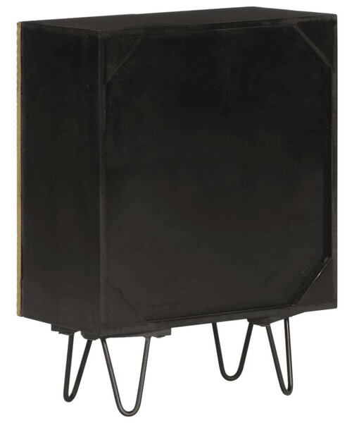 Elegáns Mangófa Tálalószekrény - Arany/Fekete - 55x30x75 cm