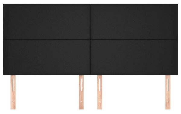 4 db Fekete Műbőr Ágyfejtámla - 90x5x78/88 cm
