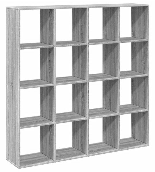 Szürke sonoma színű szerelt fa könyvszekrény 137,5x29x137,5 cm
