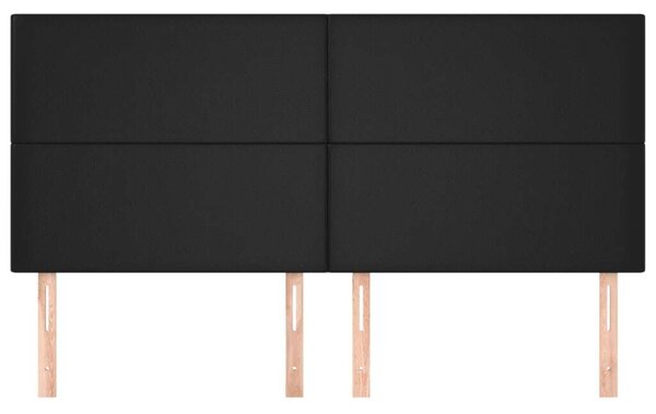 4 db Fekete Műbőr Ágyfejtámla - 90x5x78/88 cm