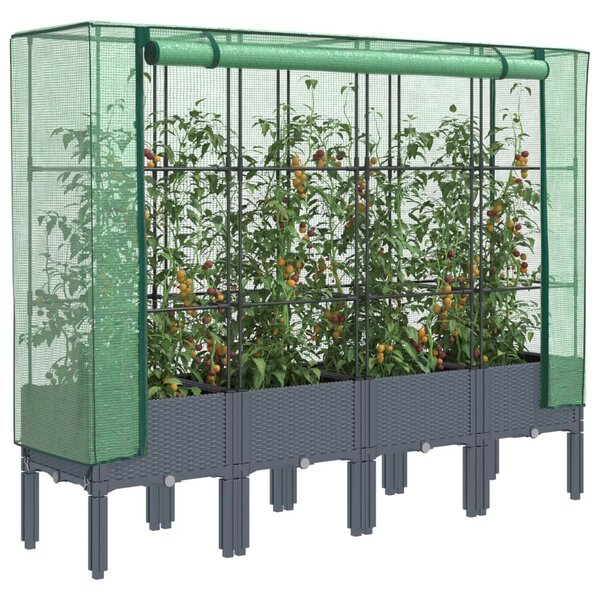 Rattan megjelenésű magaságyás melegháztakaróval 160x40x140 cm