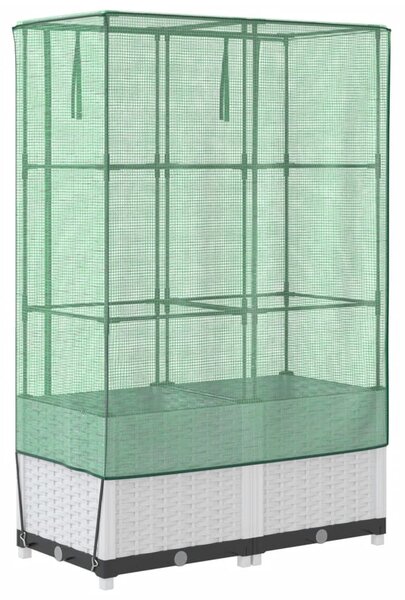 Rattan megjelenésű magaságyás melegháztakaróval 80x40x138 cm