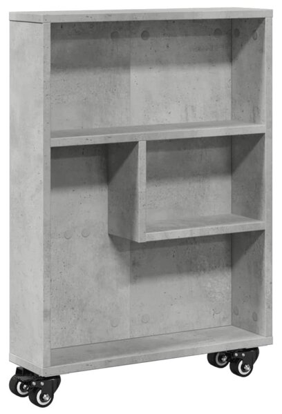 Betonszürke szerelt fa keskeny tárolókocsi 48 x 13 x 68 cm
