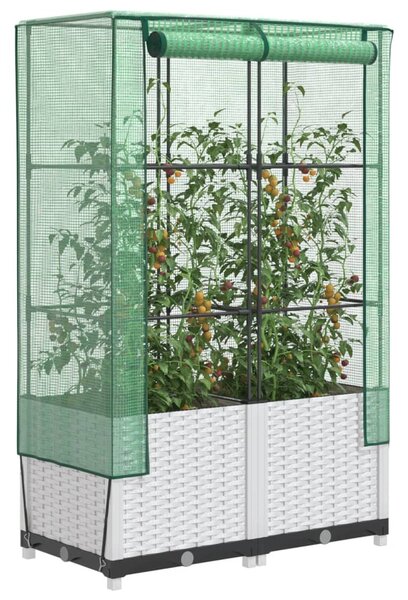 Rattan megjelenésű magaságyás melegháztakaróval 80x40x138 cm
