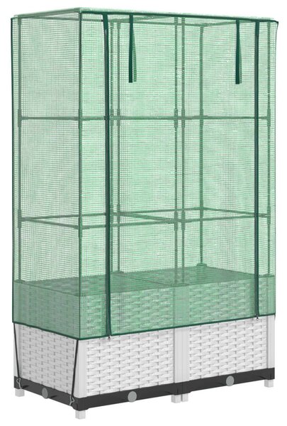 Rattan megjelenésű magaságyás melegháztakaróval 80x40x138 cm