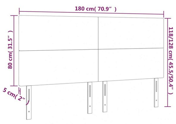 Fekete szövet led-es fejtámla 180x5x118/128 cm
