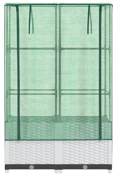Rattan megjelenésű magaságyás melegháztakaróval 80x40x138 cm