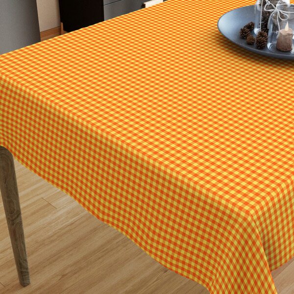 Goldea kanafas pamut asztalterítő - kicsi sárga-narancssérga kockás 40 x 40 cm
