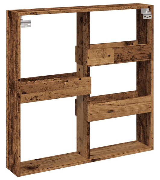Antik fa színű szerelt fa faliszekrény 80 x 15 x 80 cm