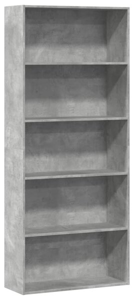 Betonszürke szerelt fa könyvszekrény 80 x 30 x 189 cm