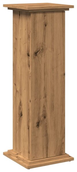 Kézműves tölgy szerelt fa bemutatóállvány tárolóval 31x30x90 cm