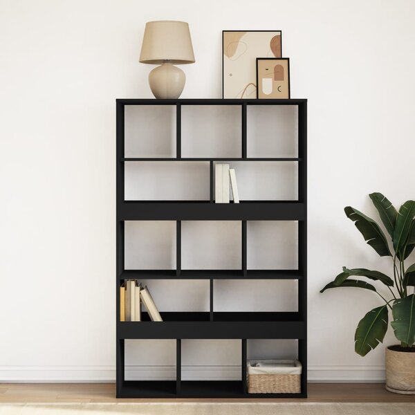 Fekete szerelt fa könyvespolc 100 x 33 x 156,5 cm