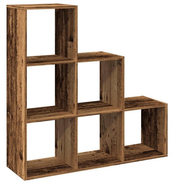 3 szintes antik fa színű fa elválasztó könyvespolc 99x29x99 cm