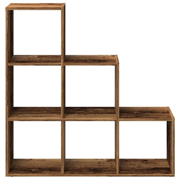 3 szintes antik fa színű fa elválasztó könyvespolc 99x29x99 cm