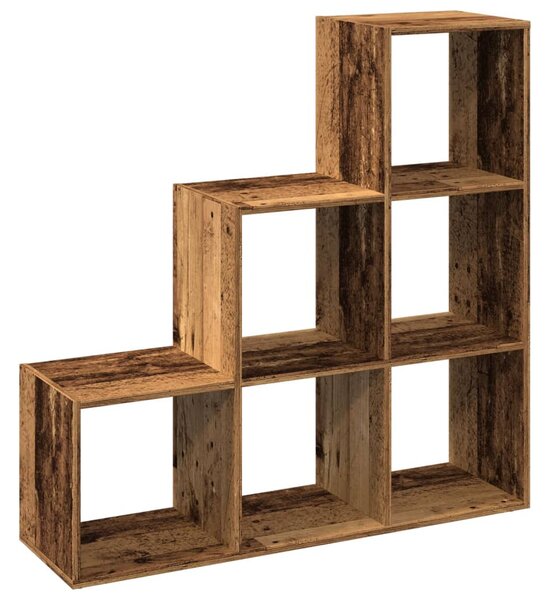 3 szintes antik fa színű fa elválasztó könyvespolc 99x29x99 cm