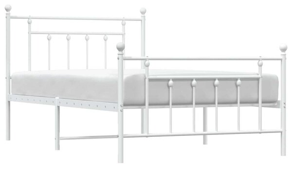 VidaXL fehér fém ágykeret fej- és lábtámlával 100x200 cm