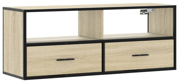 Sonoma tölgy színű szerelt fa és fém TV-szekrény 100x31x39,5 cm