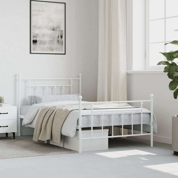 VidaXL fehér fém ágykeret fej- és lábtámlával 100x200 cm